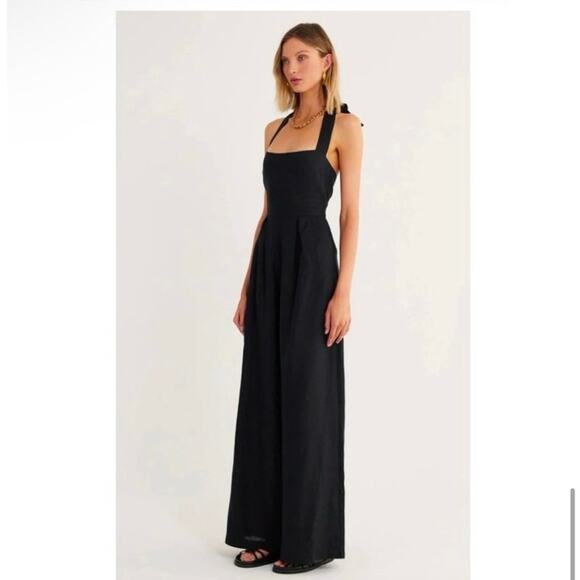 Rumer Freya Black Linen Jumpsuit Medium Anthropologie - Picture 5 of 5